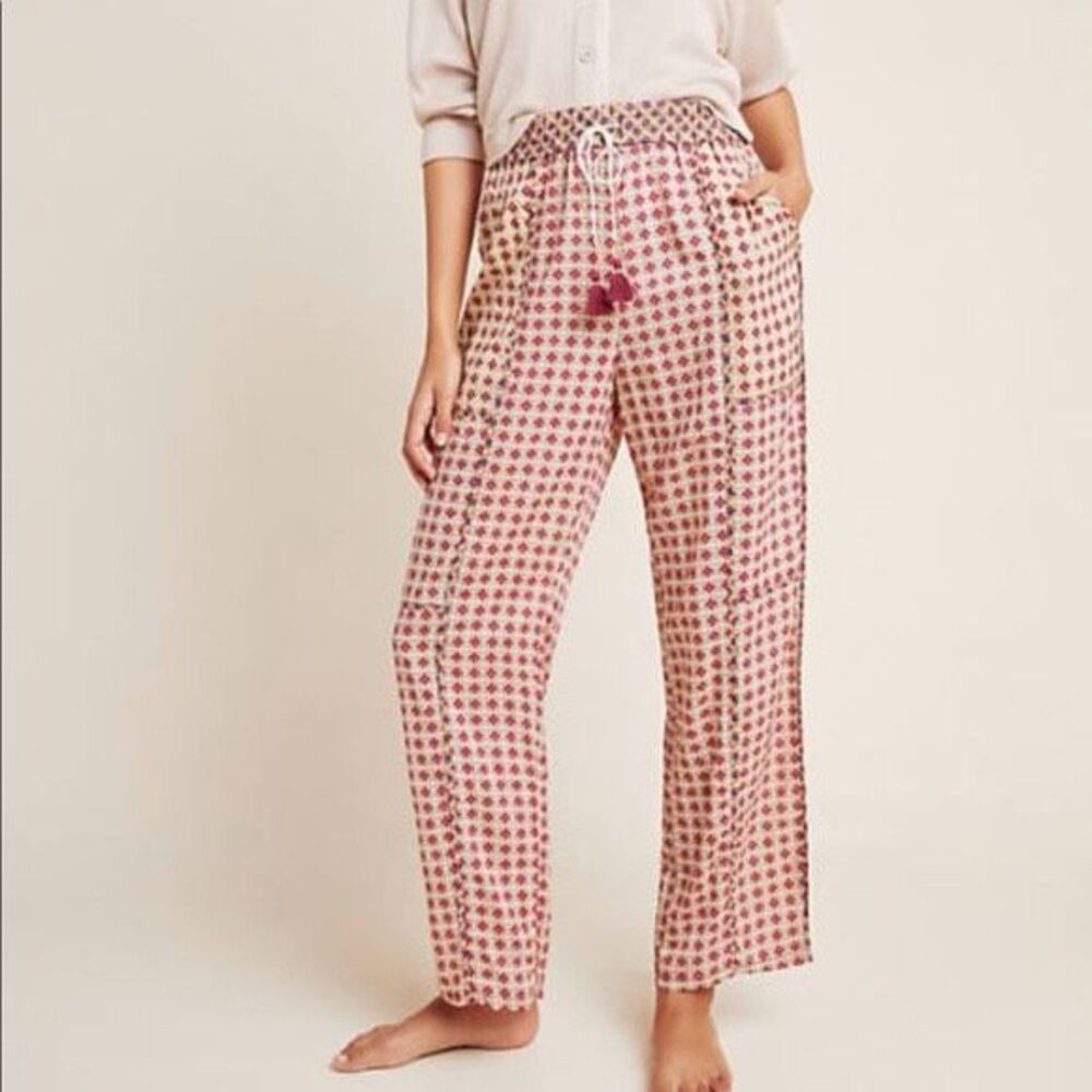 Anthropologie Sleep Pants Womens Size S Modal Geometric Tassel Lounge Pajama Pan